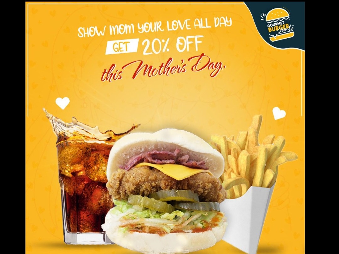 Get 20% off this Mother’s Day on all walk-in or takeaway orders.